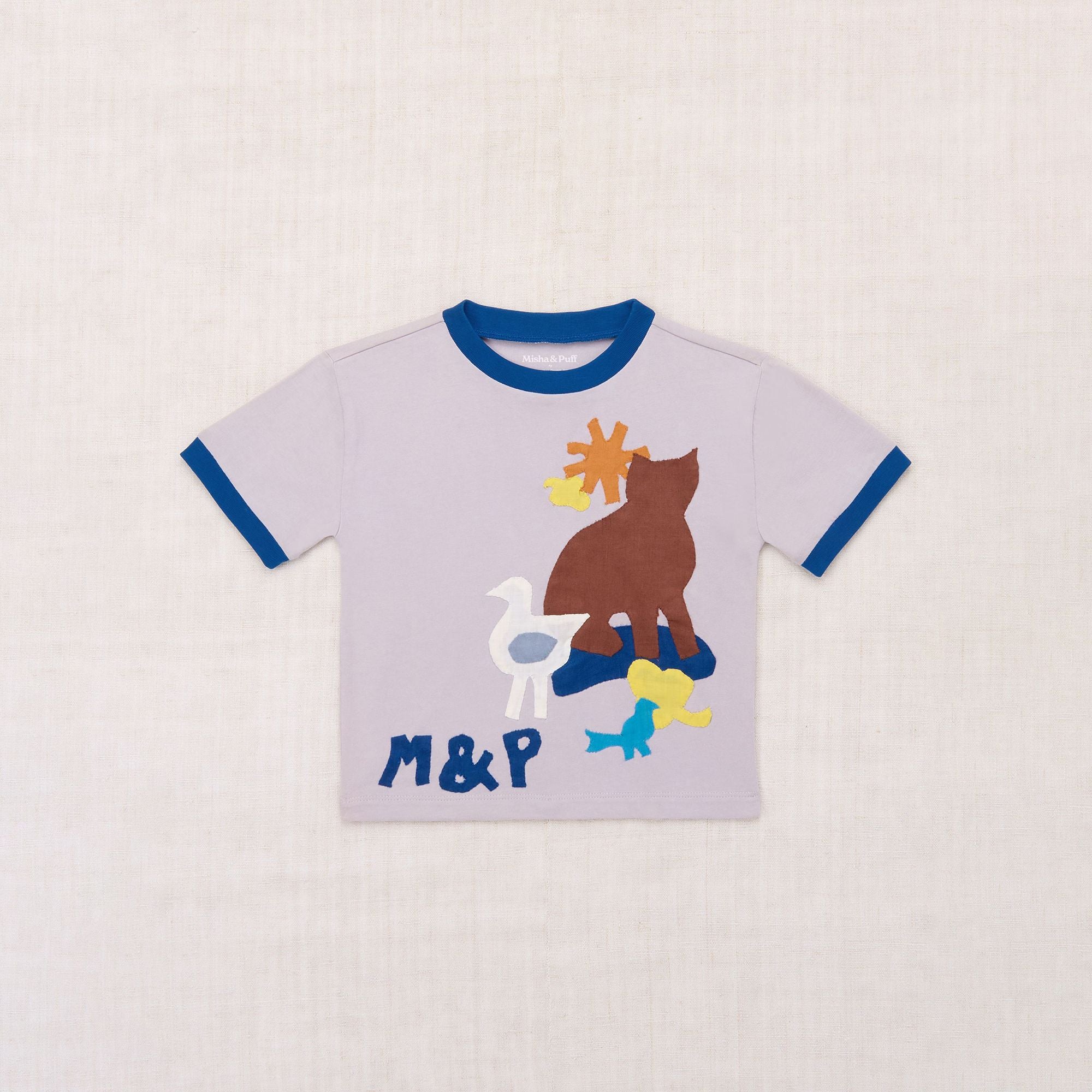 Misha & Puff-Kids Farm Applique Tee Mist