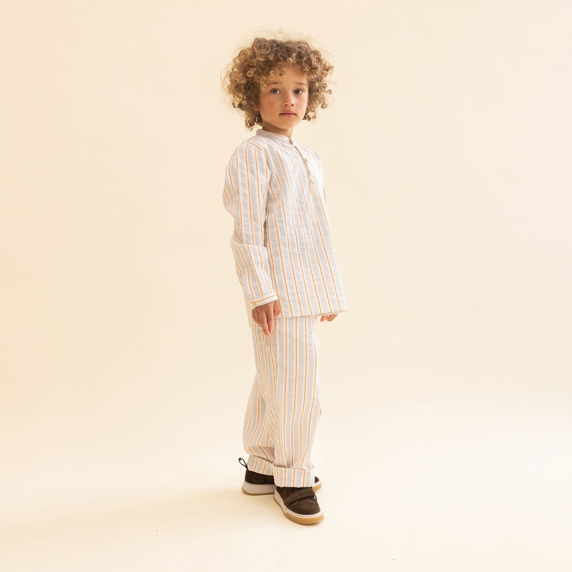 Flöss-Boys Robin Shirt Blue-tangerine Stripe