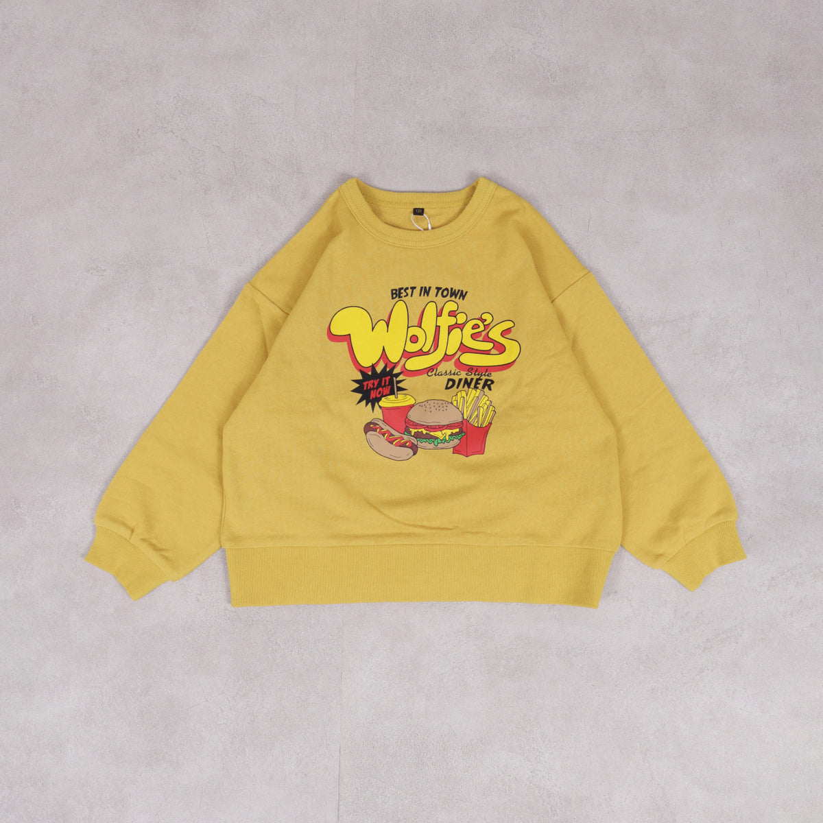 Markey's-Print Crew Neck Sweatshirt Mustard