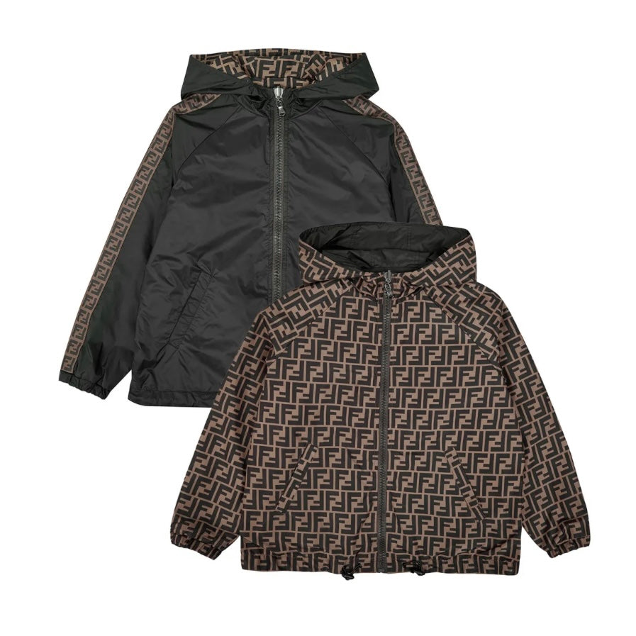 NYLON HOODED JACKET WITH FF TAPE ON SLEEVES