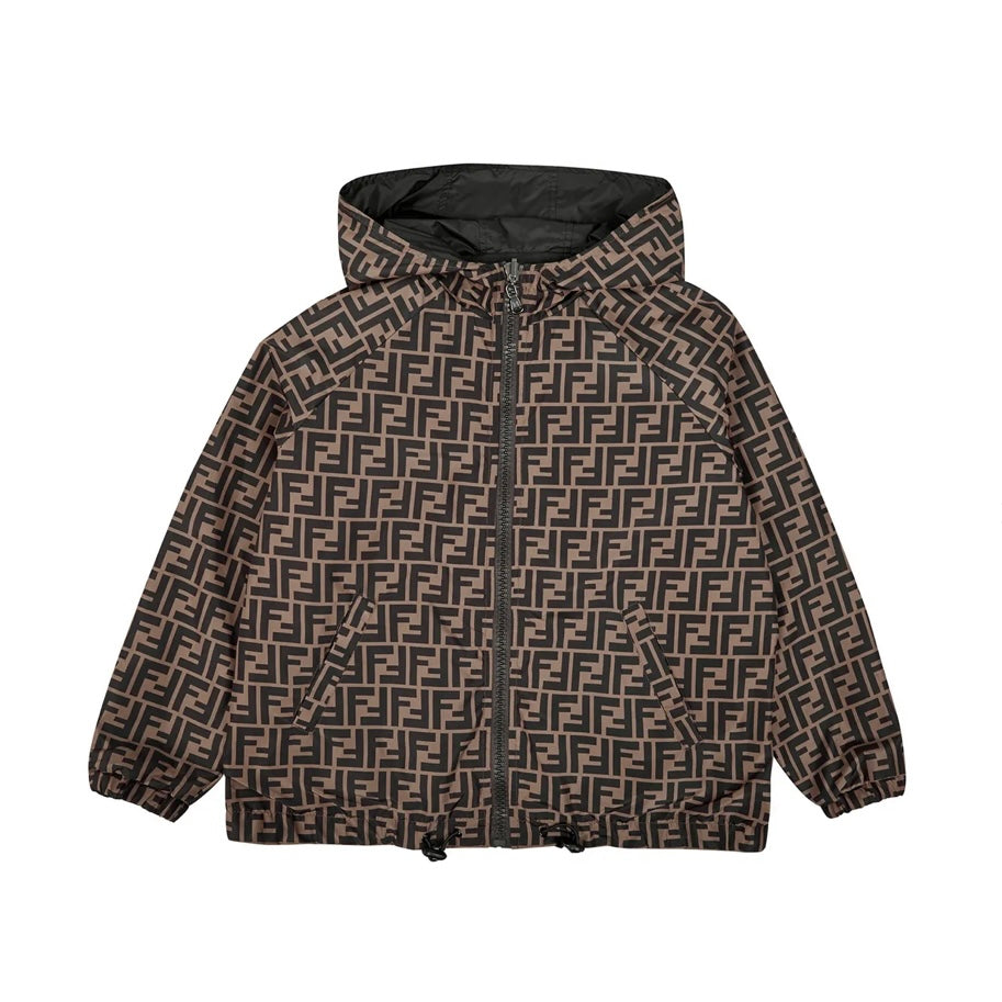 NYLON HOODED JACKET WITH FF TAPE ON SLEEVES