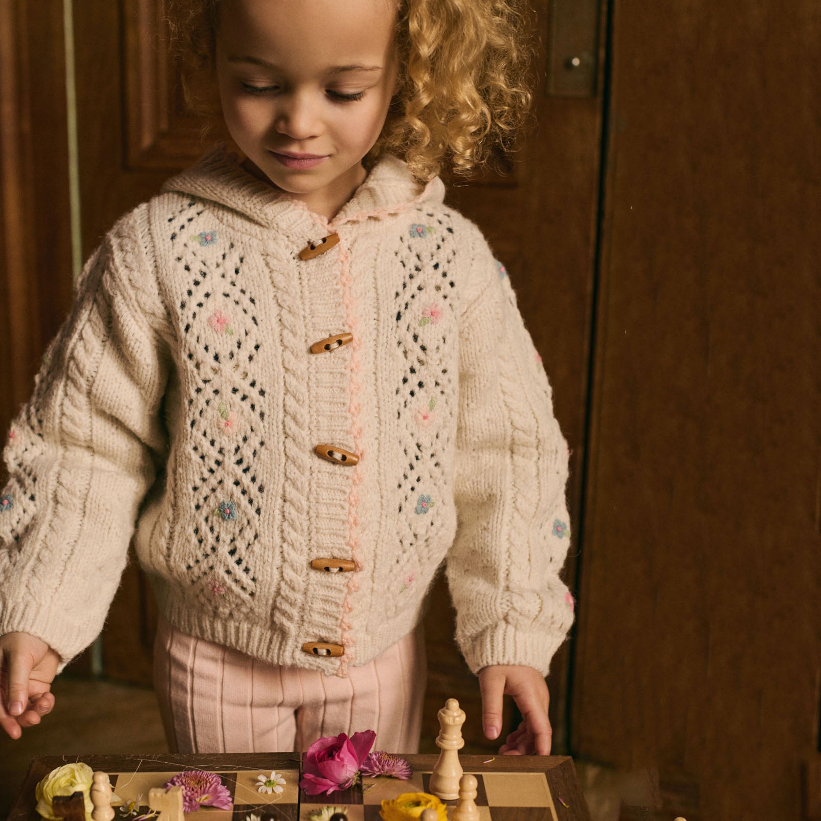 Louise Misha-Girls Cream Cardigan Tonylane