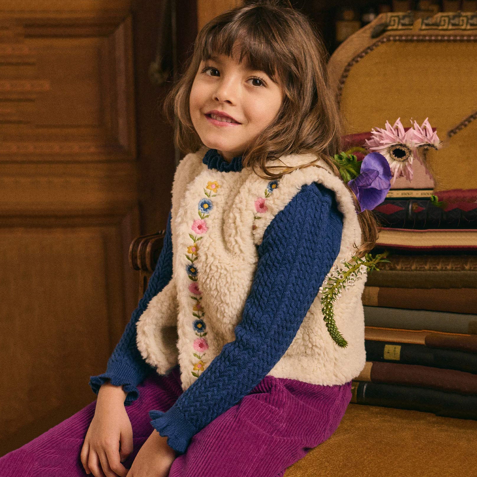 Louise Misha-Girls Cream Vest Libra