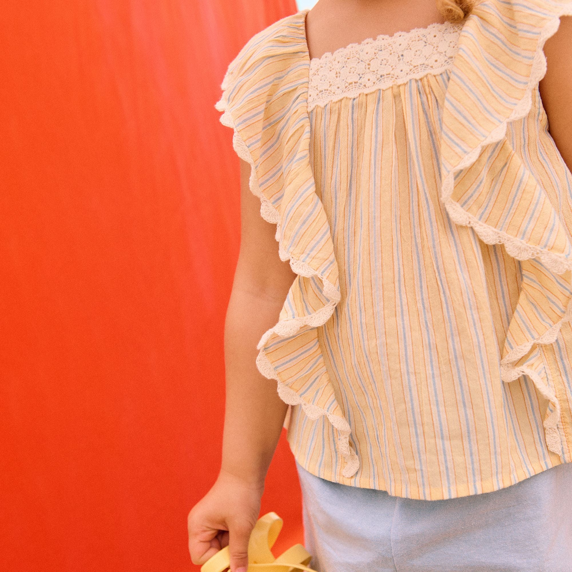 Louise Misha-Girls Blouse Gia Yellow Sunny Stripes