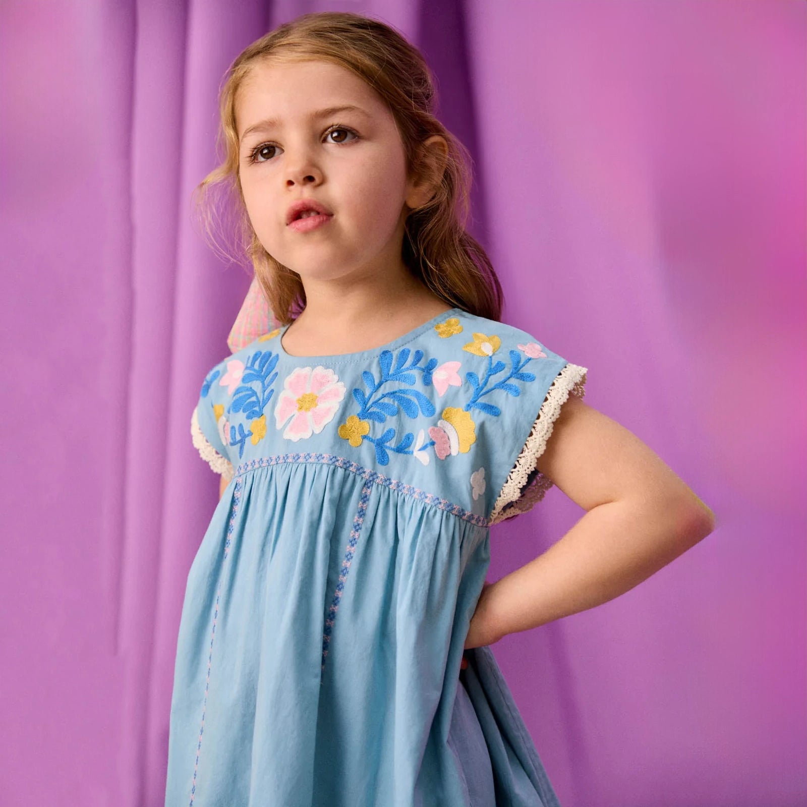 Louise Misha-Girls Dress Talula Stone Blue