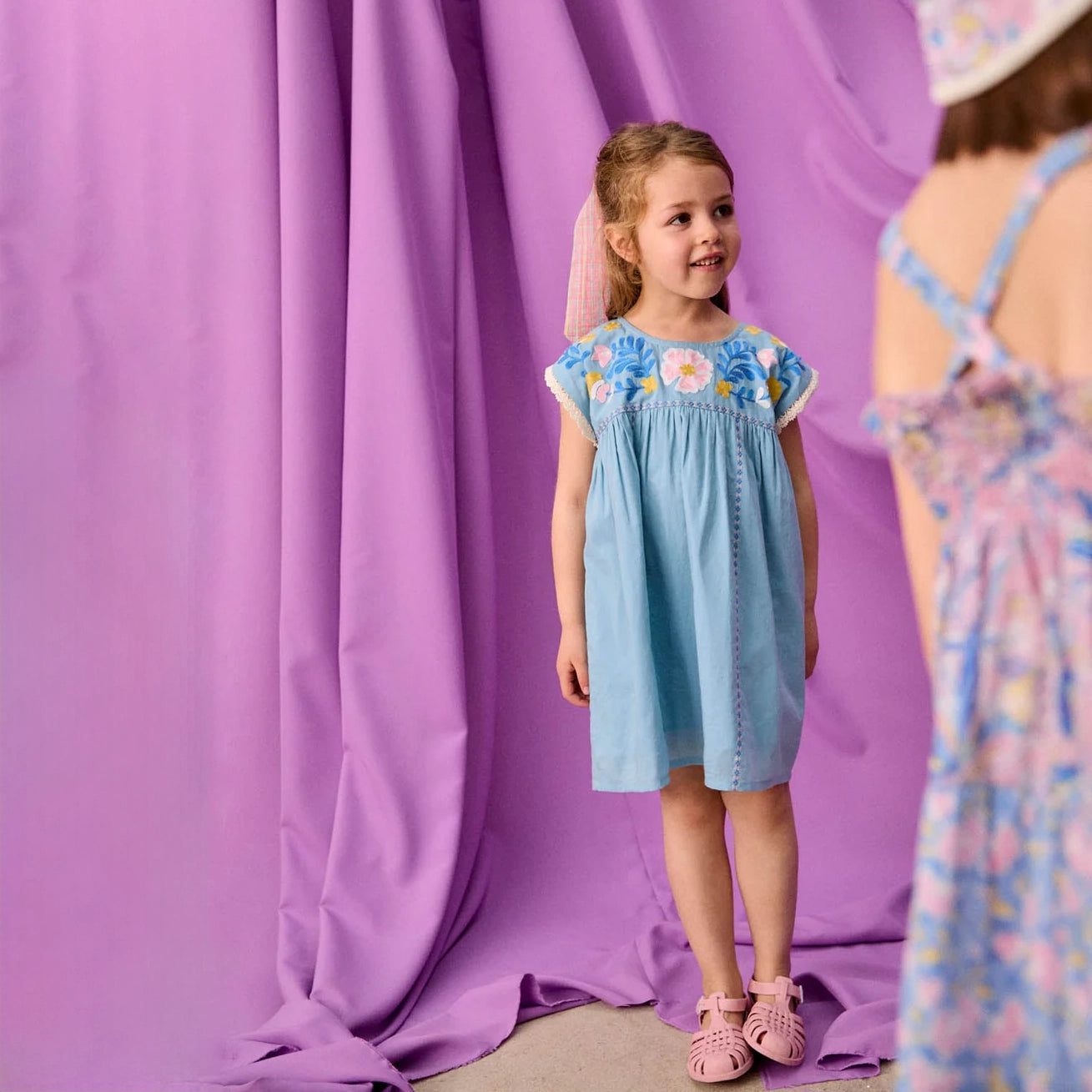 Louise Misha-Girls Dress Talula Stone Blue