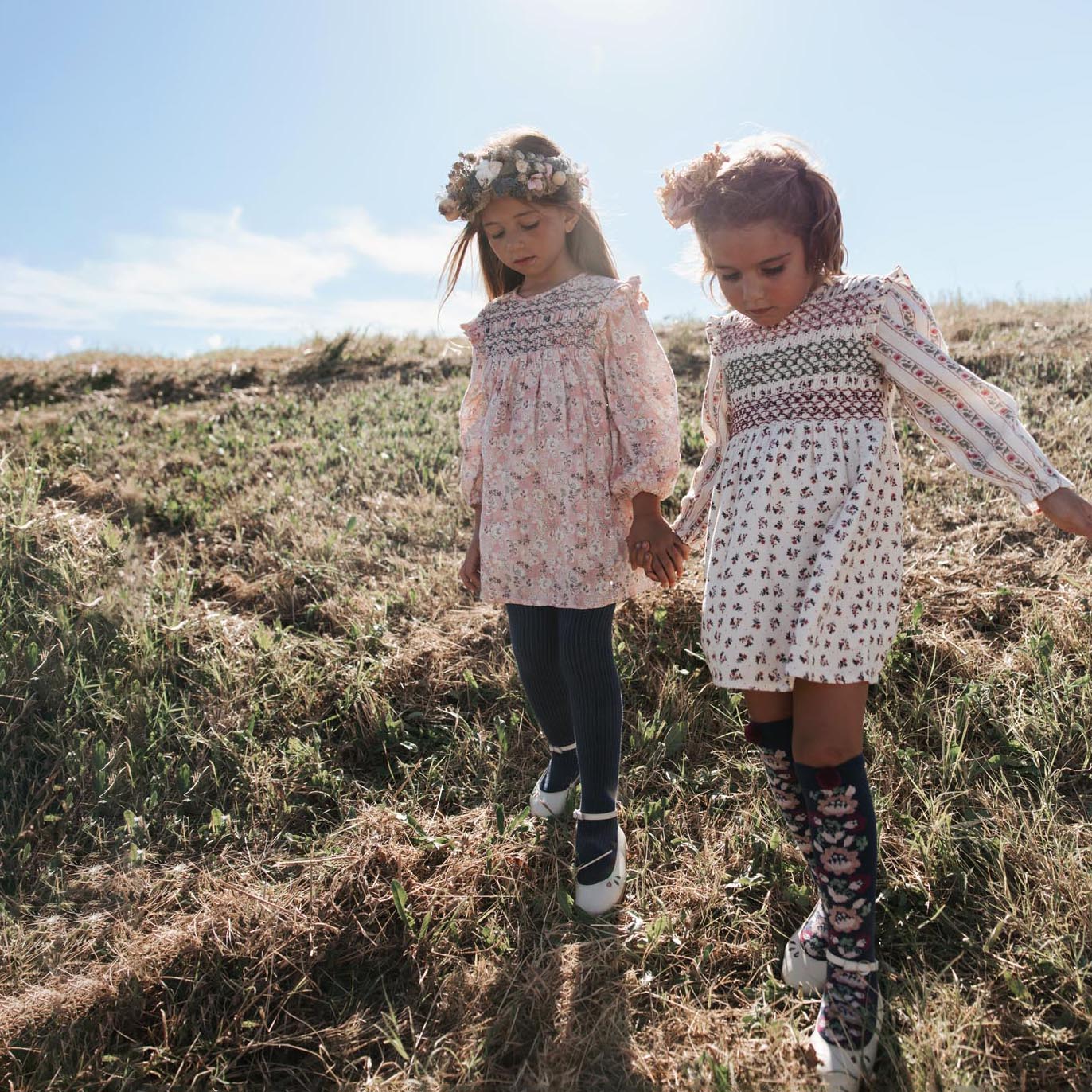 Louise Misha-Girls Dress Saralina Cream Pink Sorrel