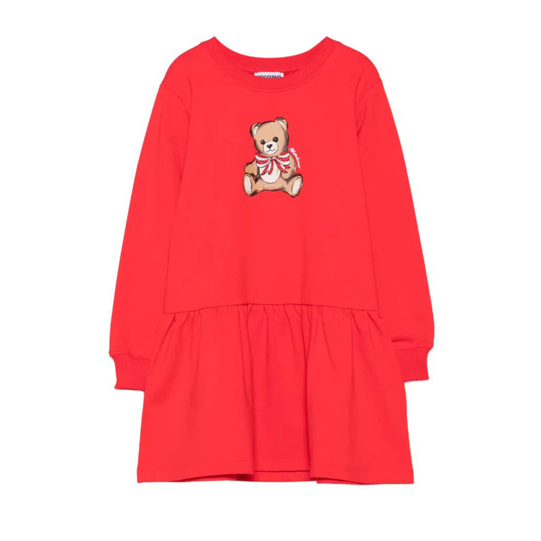 Moschino-Girls Poppy Red Teddy Bear Dress