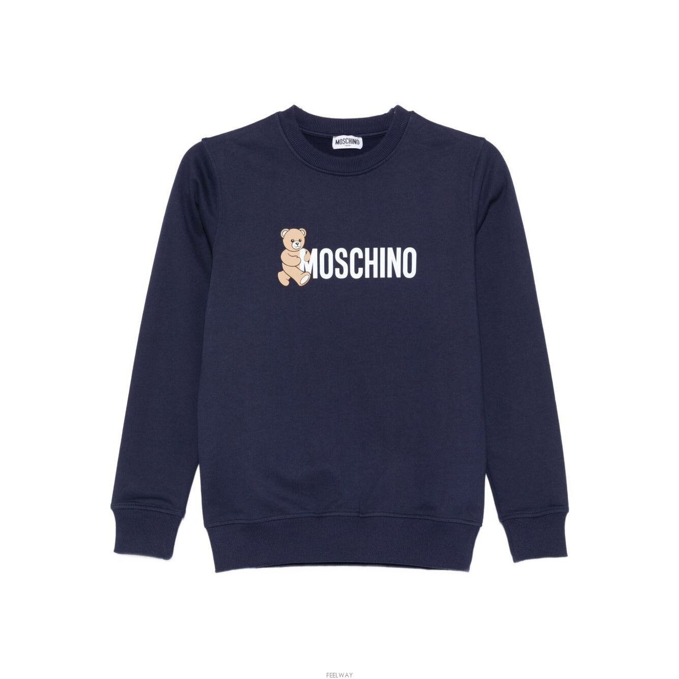 Moschino-Kids Blue Navy Bear Printed Sweatshirt