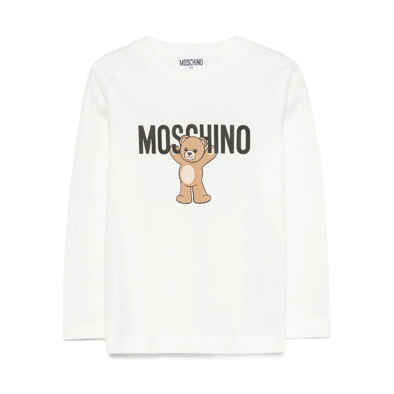 Moschino-Kids White Bear Printed T-Shirt