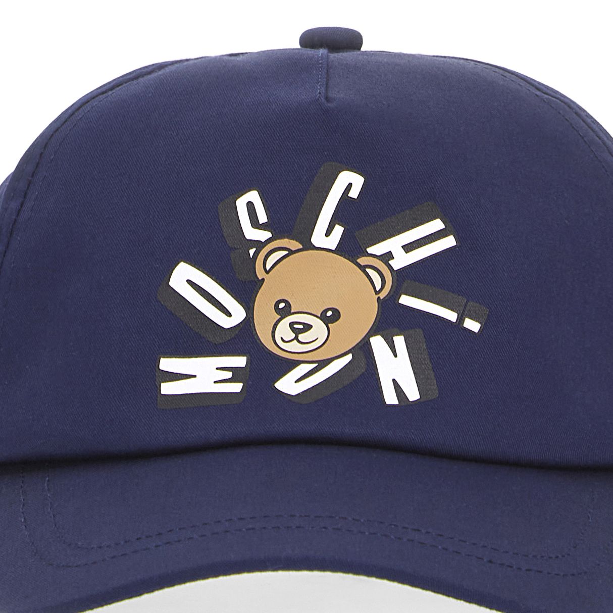 Moschino-Cap With Bear And Text Logo Navy Blue