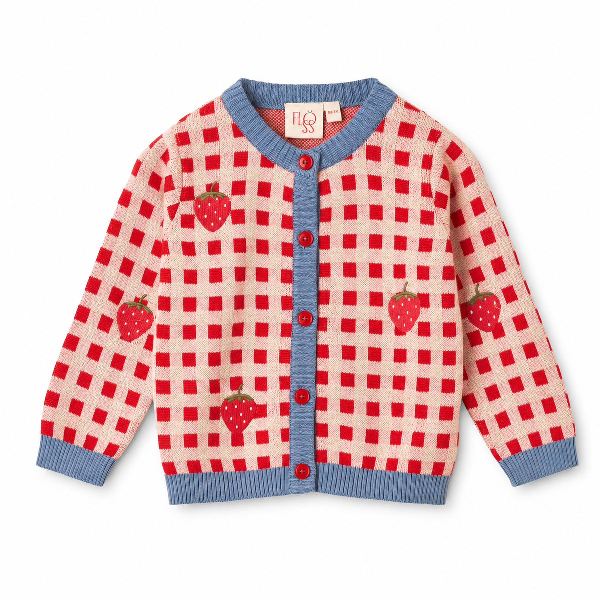 Flöss-Girl Hollie Cardigan Berry Red Gingham