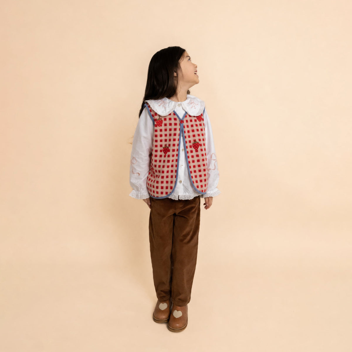 Flöss-Girl Hollie Vest Berry Red Gingham