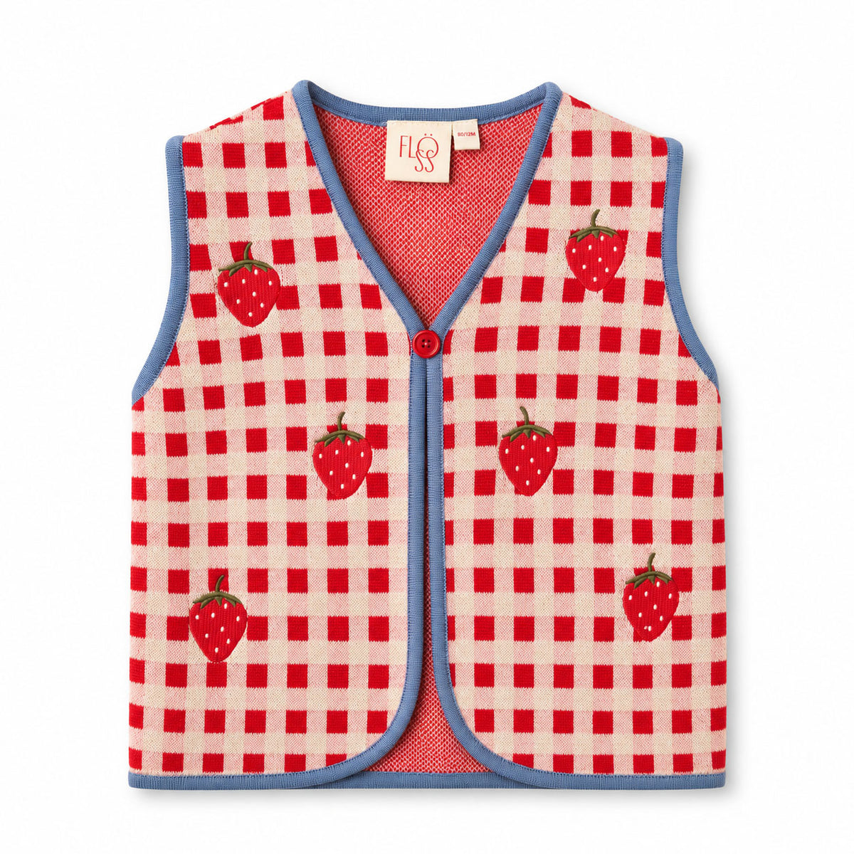 Flöss-Girl Hollie Vest Berry Red Gingham