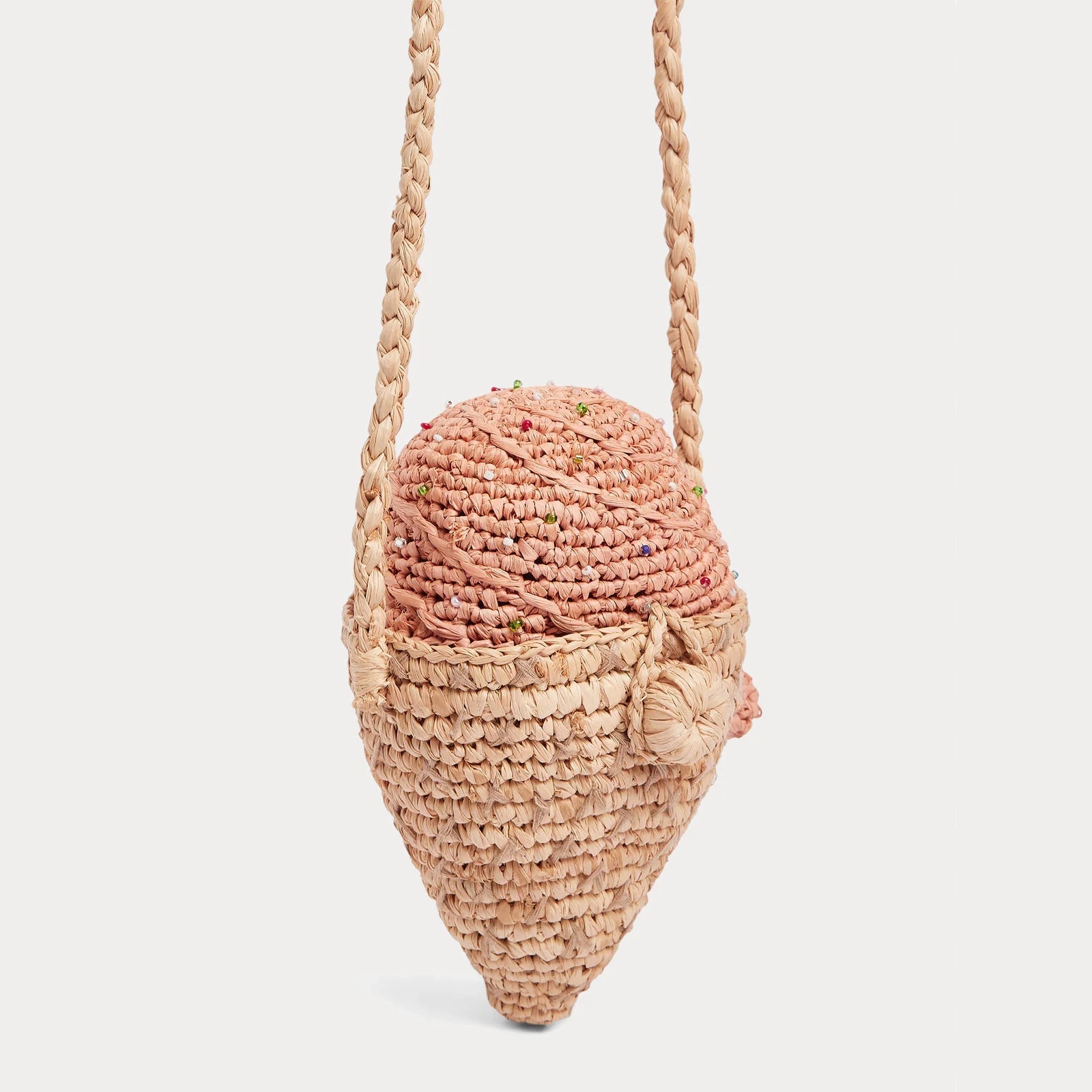Bonpoint-Elida raffia bag with ice-cream print