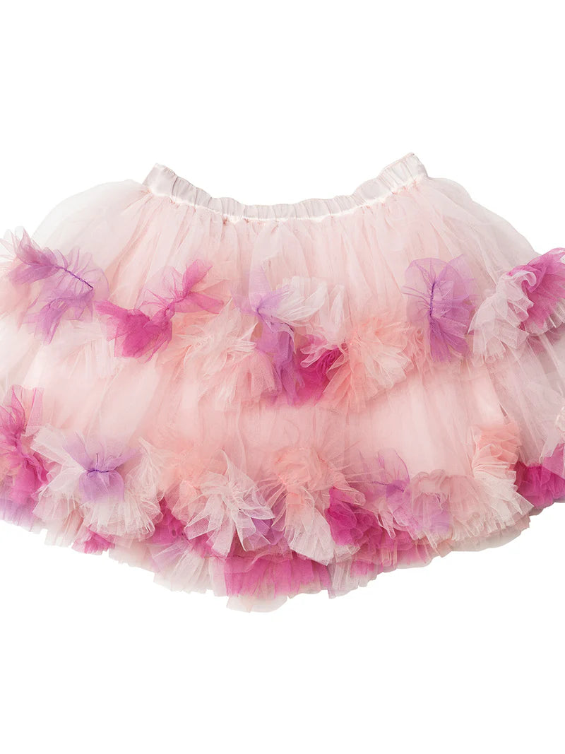BEBE TIERS FOR FEARS SKIRT-PINK CLOUD MIX