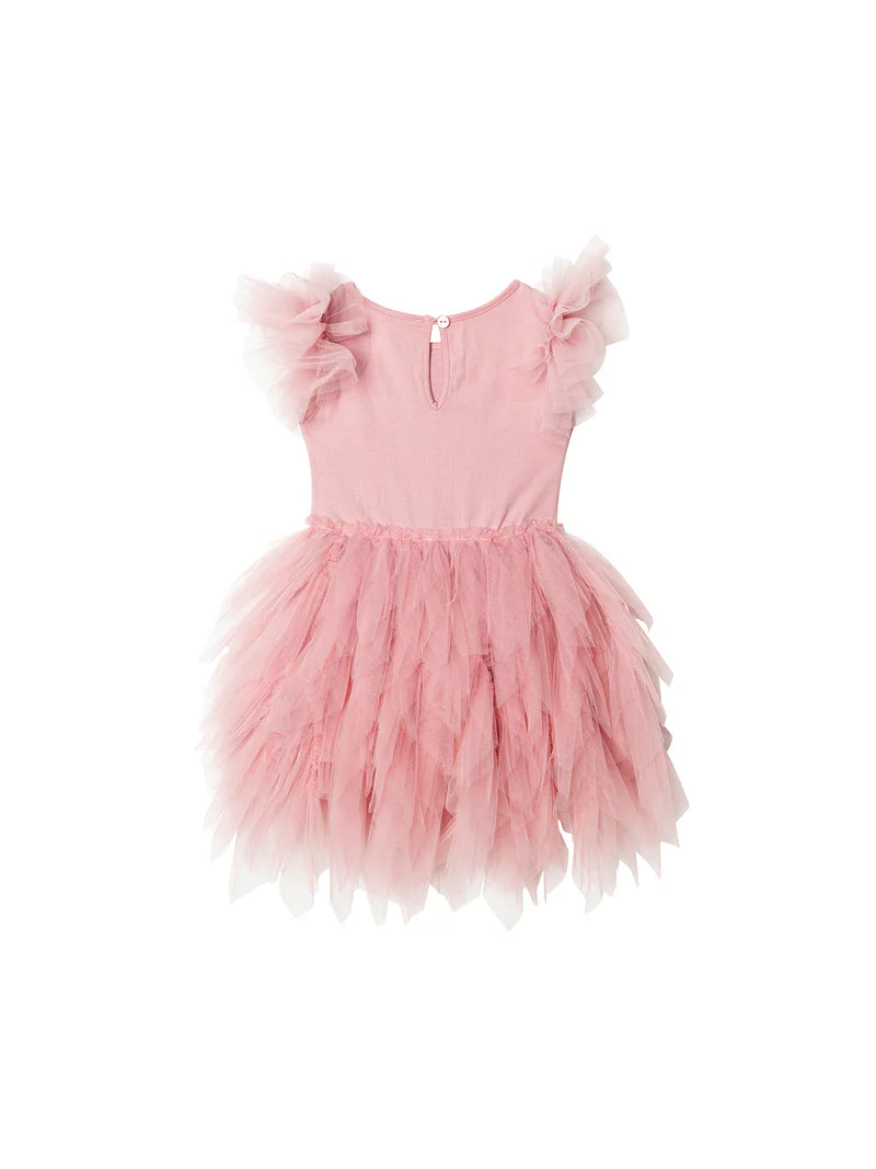 BEBE PEACE BLOSSOM TUTU DRESS-PEACH BLUSH
