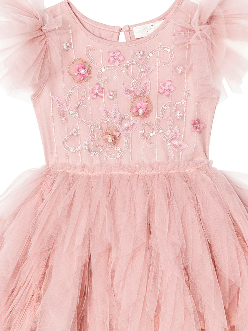 BEBE PEACE BLOSSOM TUTU DRESS-PEACH BLUSH