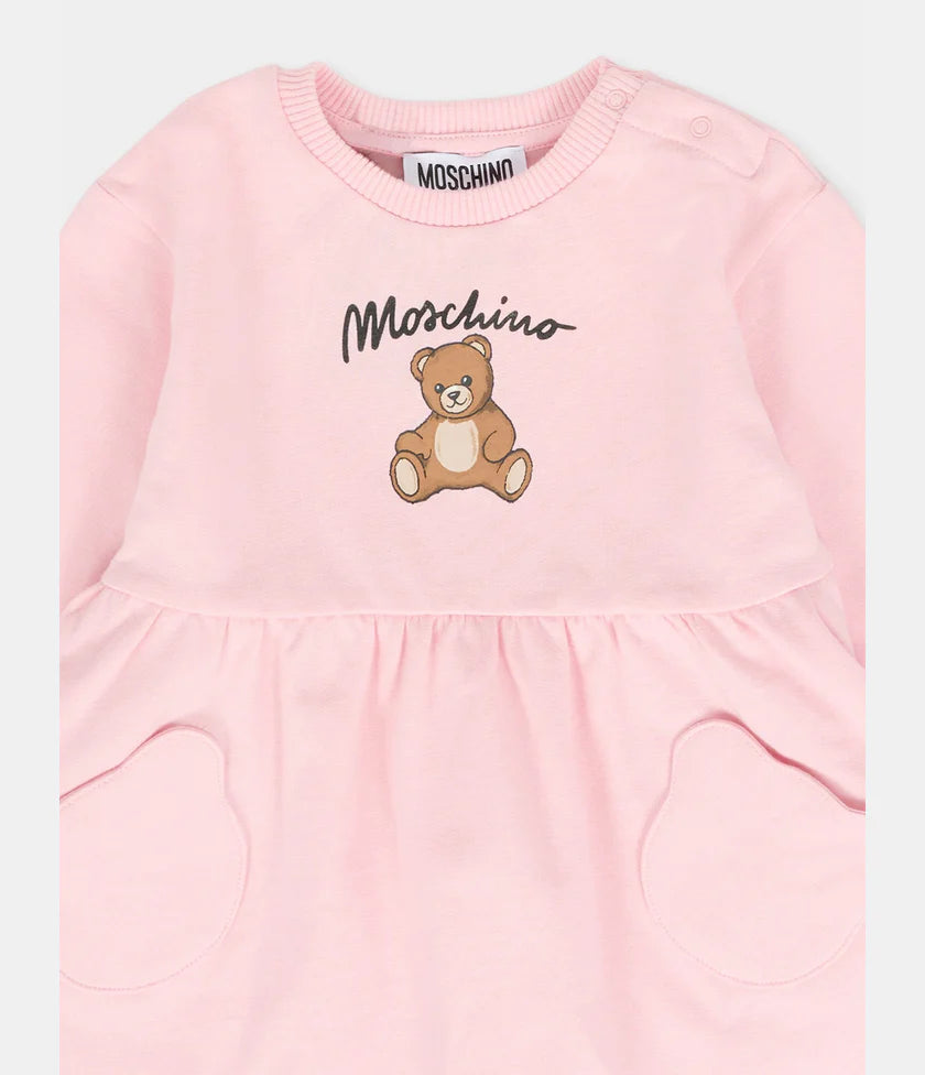 Moschino-Baby Girls Sugar Rose Teddy Bear Logo Dress