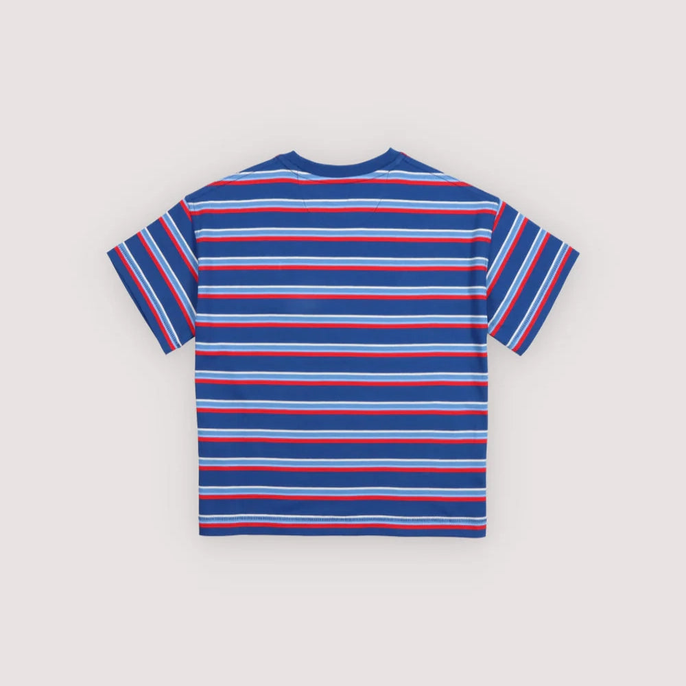The New Society-Kids Ciclan T-Shirt Deep Sea Blue Mini Stripes