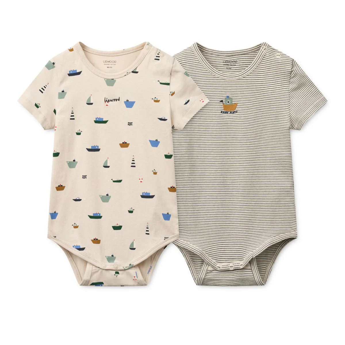 Liewood-Yanni Grow Printed SS Bodystocking 2-pack Sailing / Classic navy stripe / mix