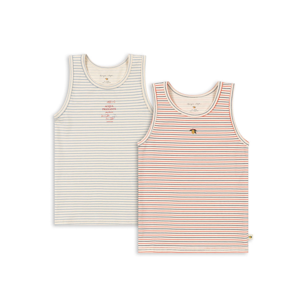 Konges Sløjd-Unisex Basic 2 Pack Tank Tops Gots Stripe Bluie/Stripe Tricolore Petit