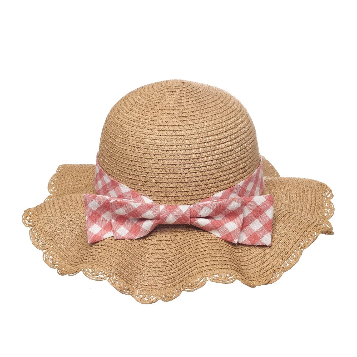 Rockahula Kids-Gingham Bow Scalloped Straw Sun Hat