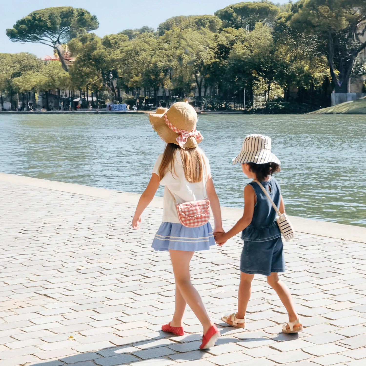 Rockahula Kids-Gingham Bow Scalloped Straw Sun Hat