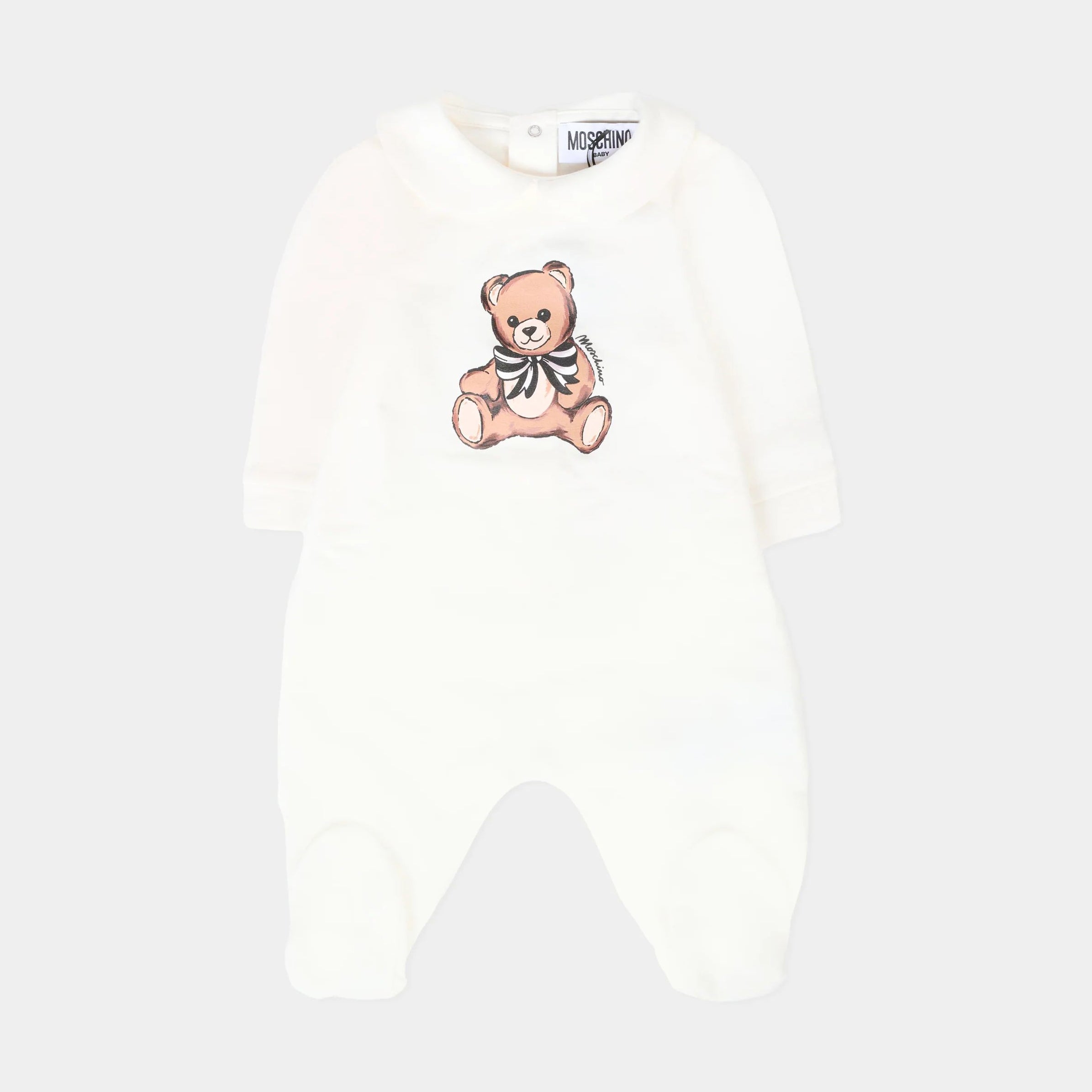 Moschino-Baby White Babygrow & Bib Gift Set