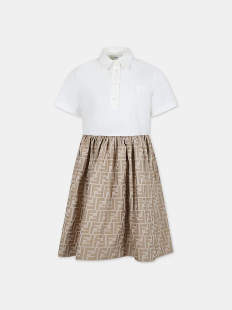 GIRL SS SHIRT DRESS WITH FF ALLOVER SKIRT