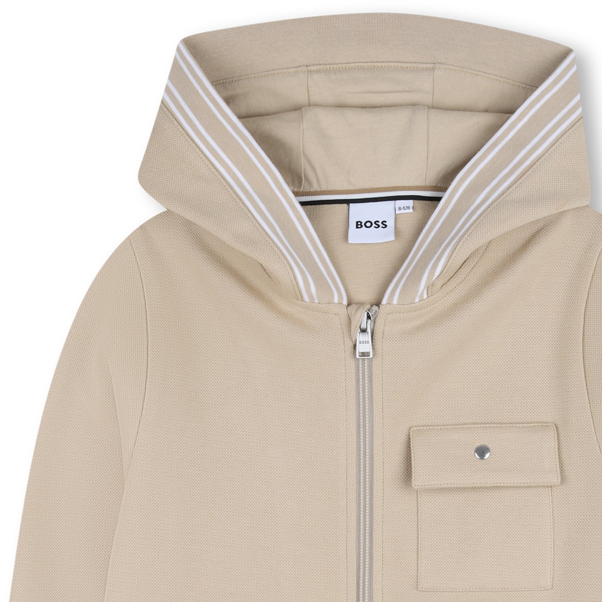 Boss-Hooded Cardigan Stone