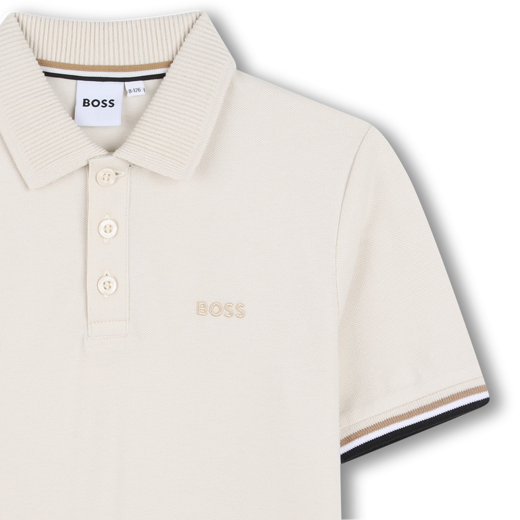 Boss-Cotton-Elastane Pique Polo Shirt Sand