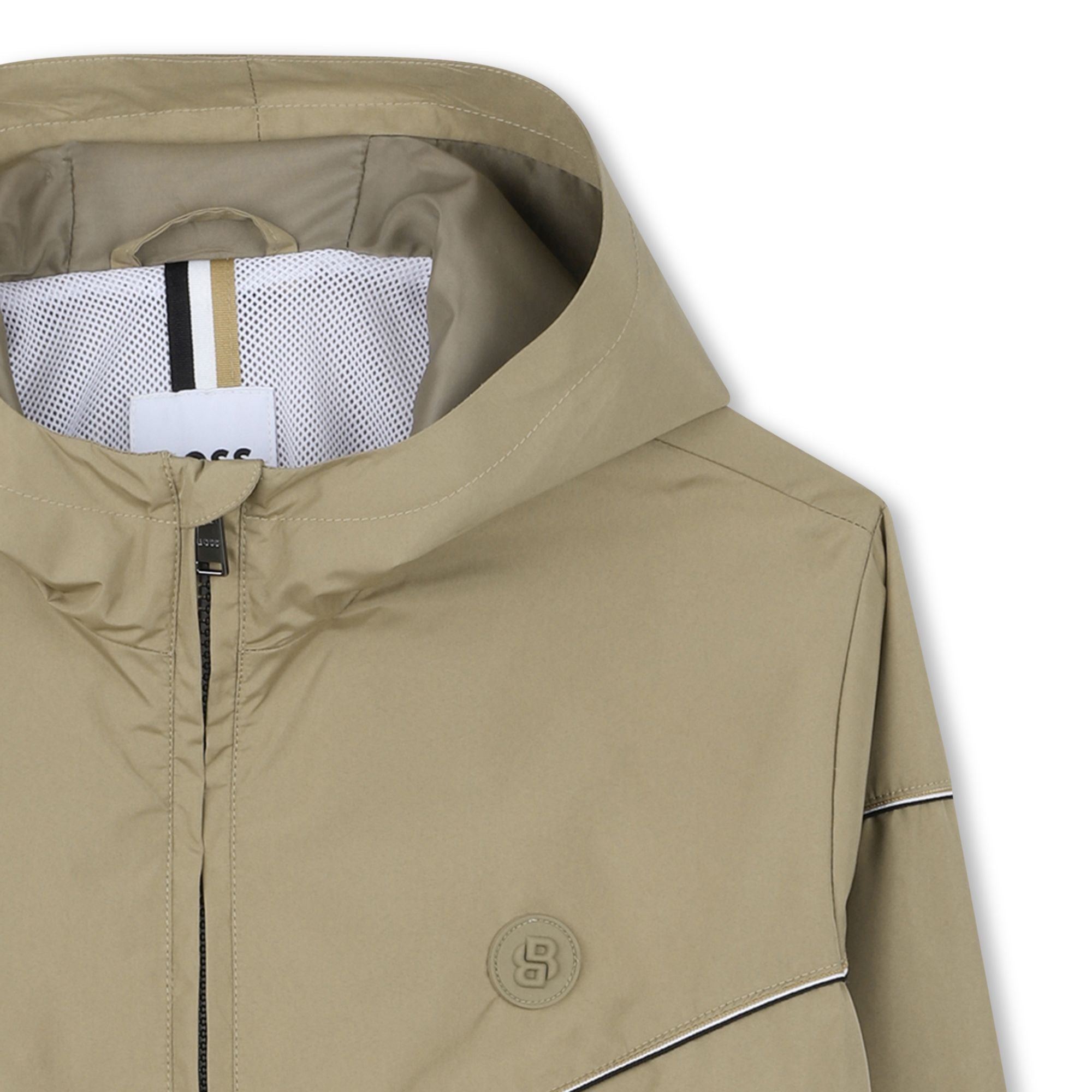 Boss-Windbreaker With Recycled Pongee Hood Dark Stone