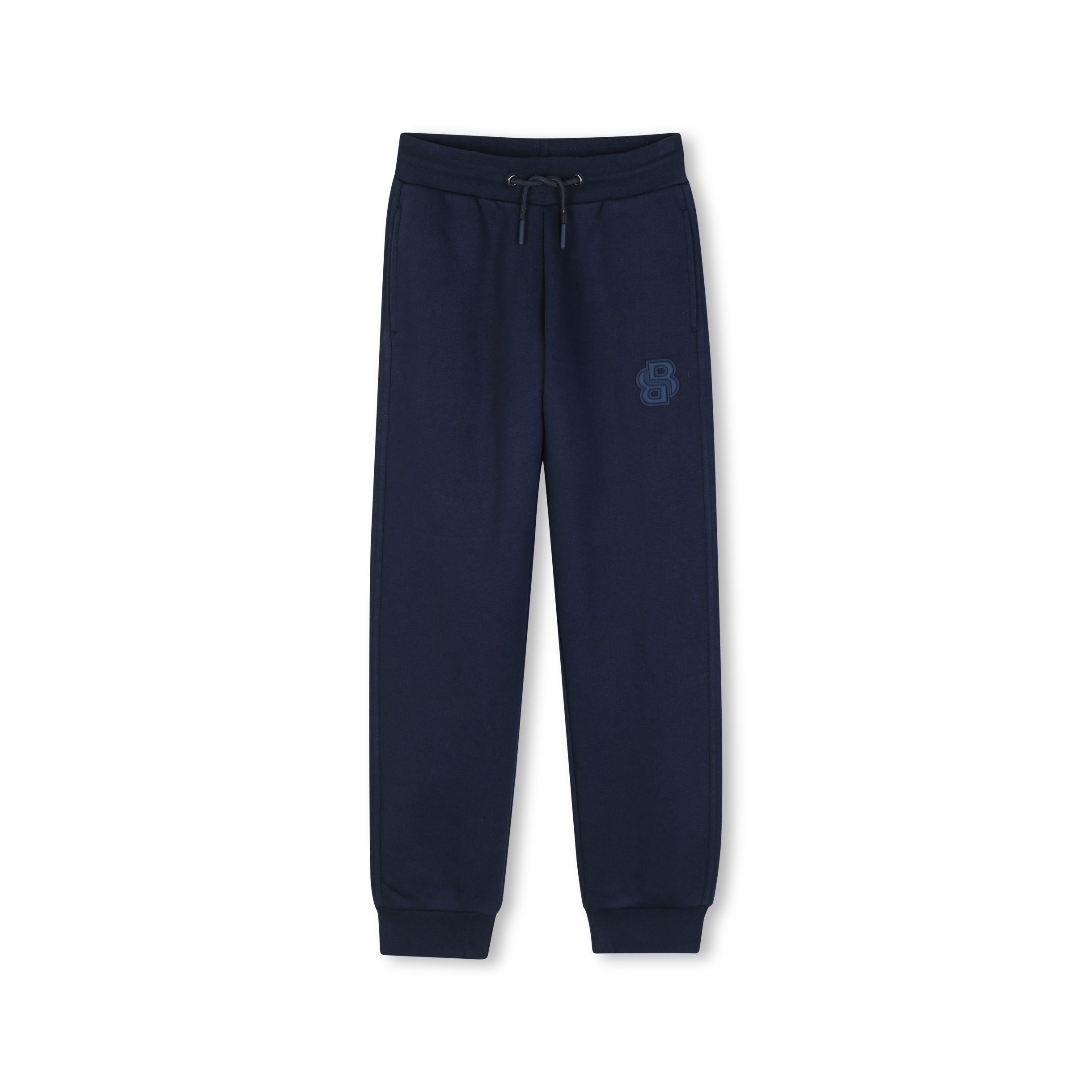 Boss-Boys Sweatpants With Double B Logo Patch Navy