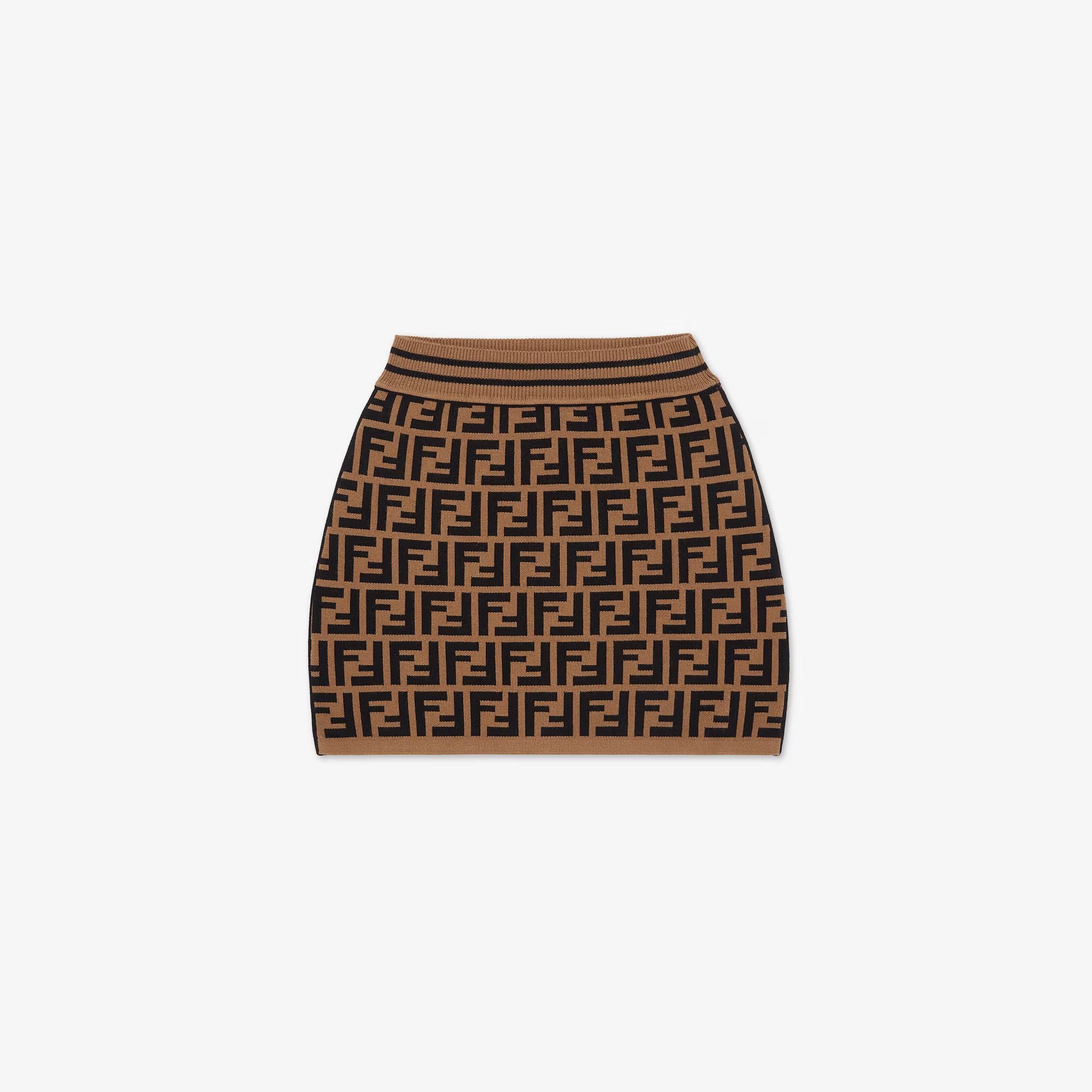 Fendi-Allover Print FF Knit Skirt Zucca
