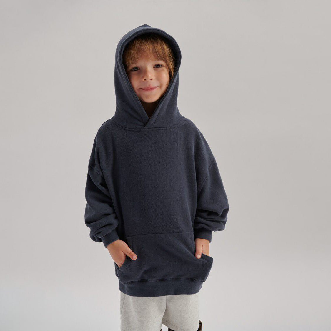 American Vintage-Kids Sweat ML Capuche Obscurite