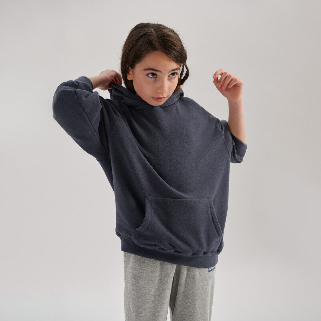 American Vintage-Kids Sweat ML Capuche Obscurite