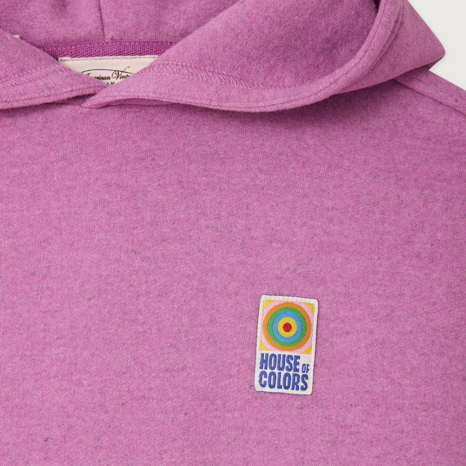 American Vintage-Long Sleeved Hoodie Rose Indien Surteint