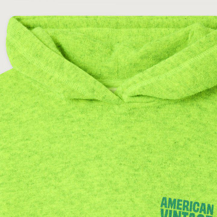 American Vintage-Kids Sweat ML Capuche Jaune Fluo Surteint