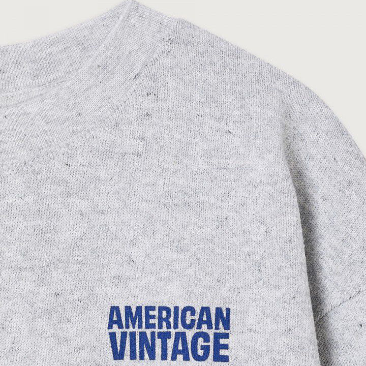 American Vintage-Kids Sweat Mi-Long ML Col Rond Gris Clair Chine