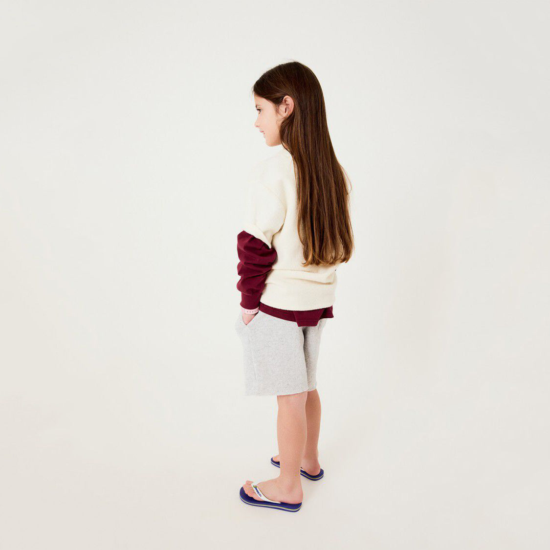 American Vintage-Kids Short Bermuda Ample Gris Clair Chine