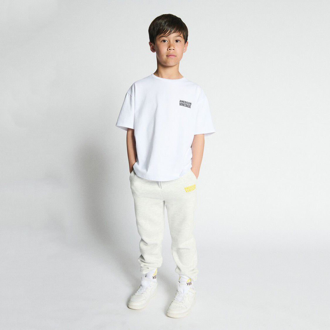 American Vintage-T-Shirt Droit Mc Col Rond Imprime