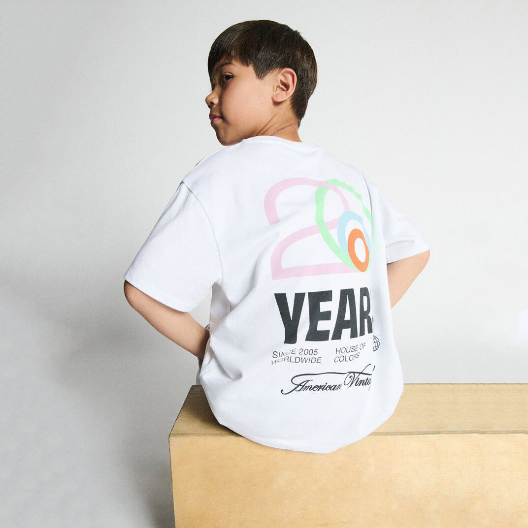 American Vintage-T-Shirt Droit Mc Col Rond Imprime