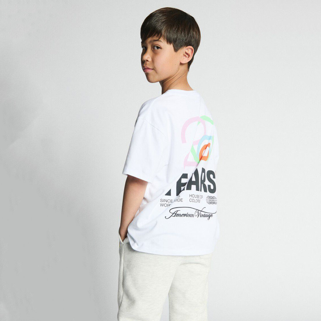 American Vintage-T-Shirt Droit Mc Col Rond Imprime