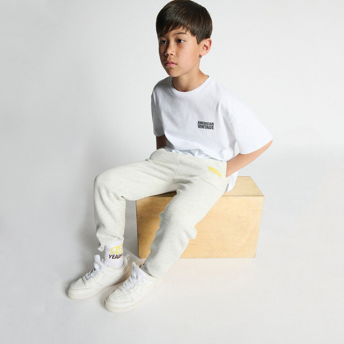 American Vintage-T-Shirt Droit Mc Col Rond Imprime