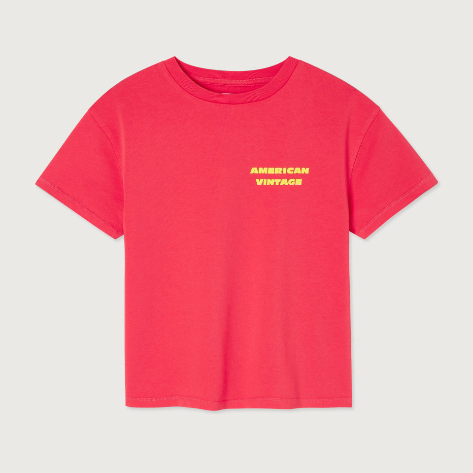 American Vintage-T-SHIRT DROIT MC COL ROND IMPRIME