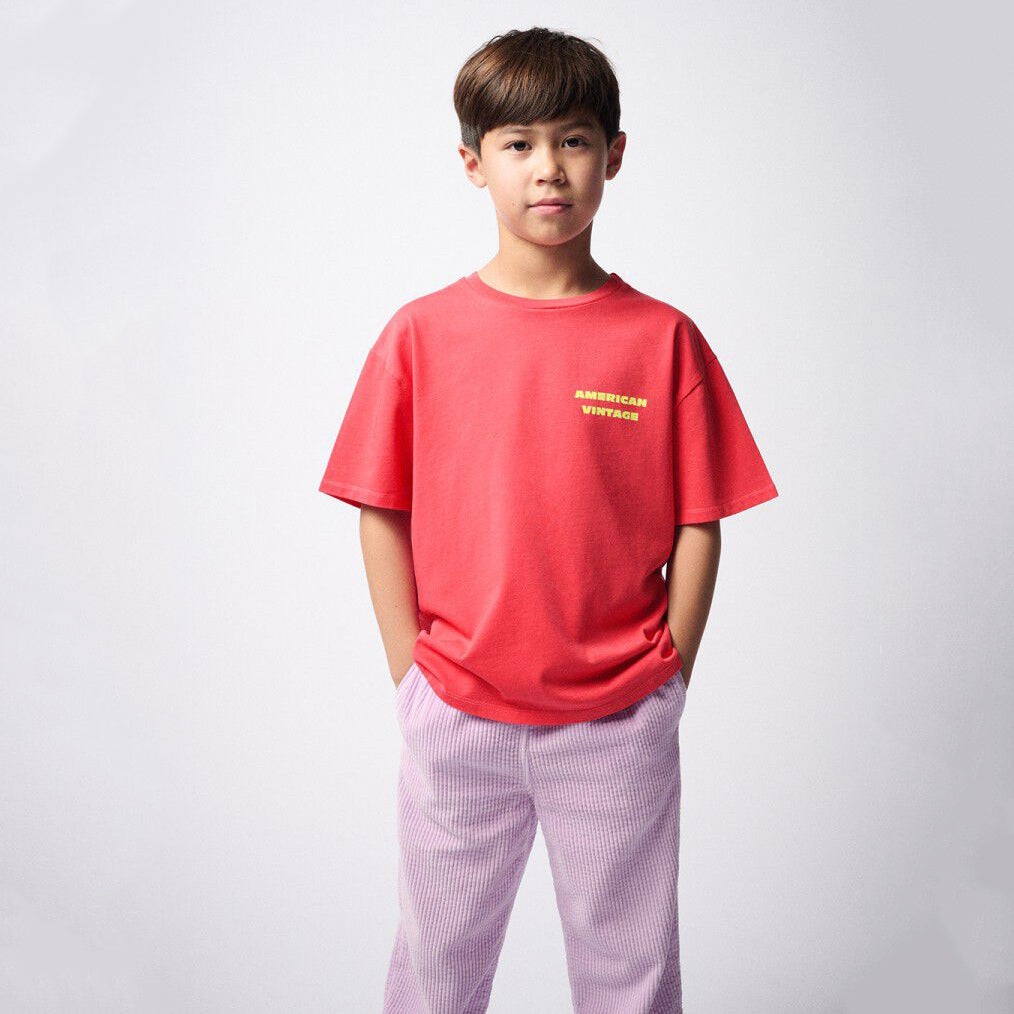 American Vintage-T-SHIRT DROIT MC COL ROND IMPRIME