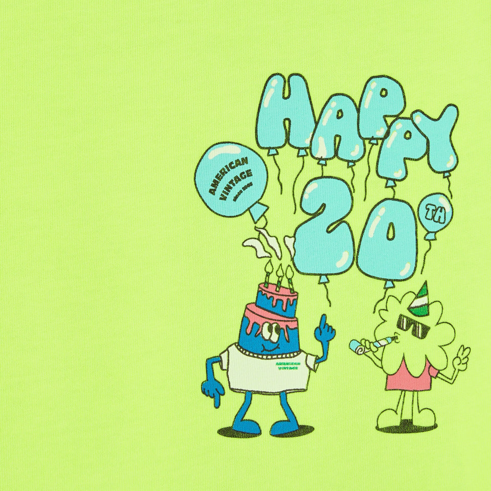 American Vintage-T-SHIRT DROIT MC COL ROND IMPRIME