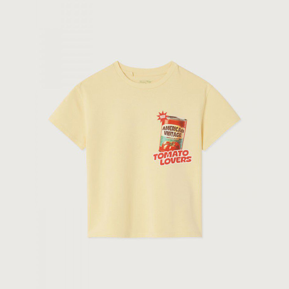 American Vintage-Kids T-Shirt Droit MC Col Rond Imprime Creme Anglaise Vintage