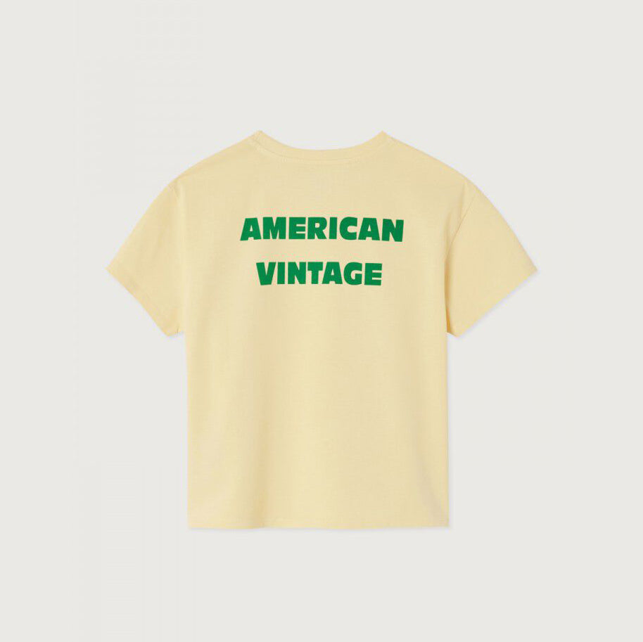 American Vintage-Kids T-Shirt Droit MC Col Rond Imprime Creme Anglaise Vintage